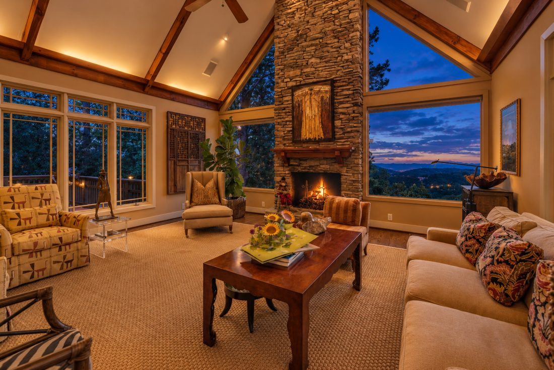 Sun room at dusk