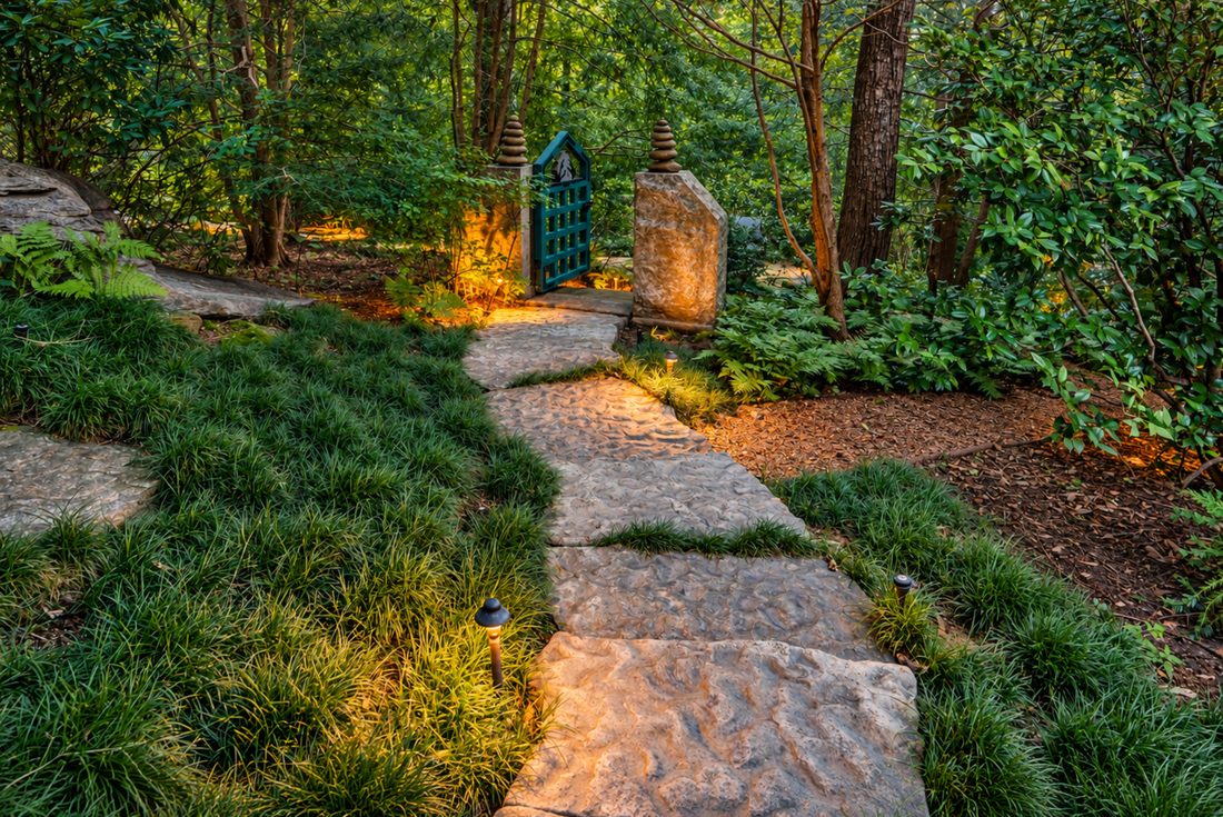 Garden path at dusk
